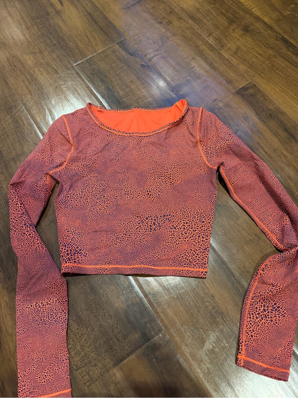 lululemon athletica Orange Textured Long Sleeve Crop Top